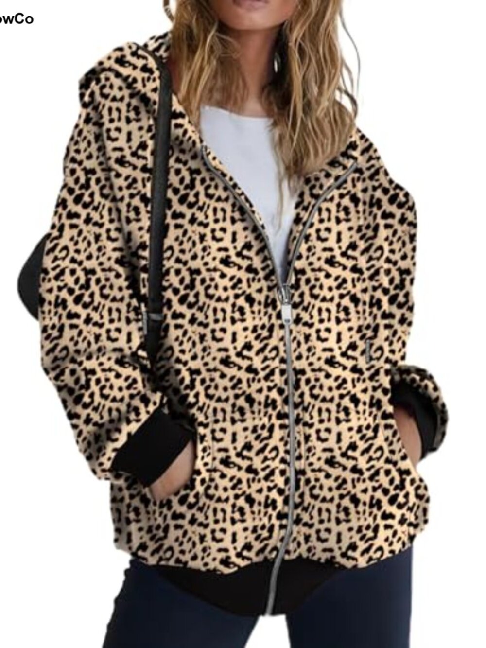 Women's Zip Up Hoodie Oversized Fleece Jacket Long Sleeve with Pockets